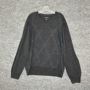 Kenneth Roberts Mens Pullover V Neck Sweater Size XXL Merino Wool Classic Preppy